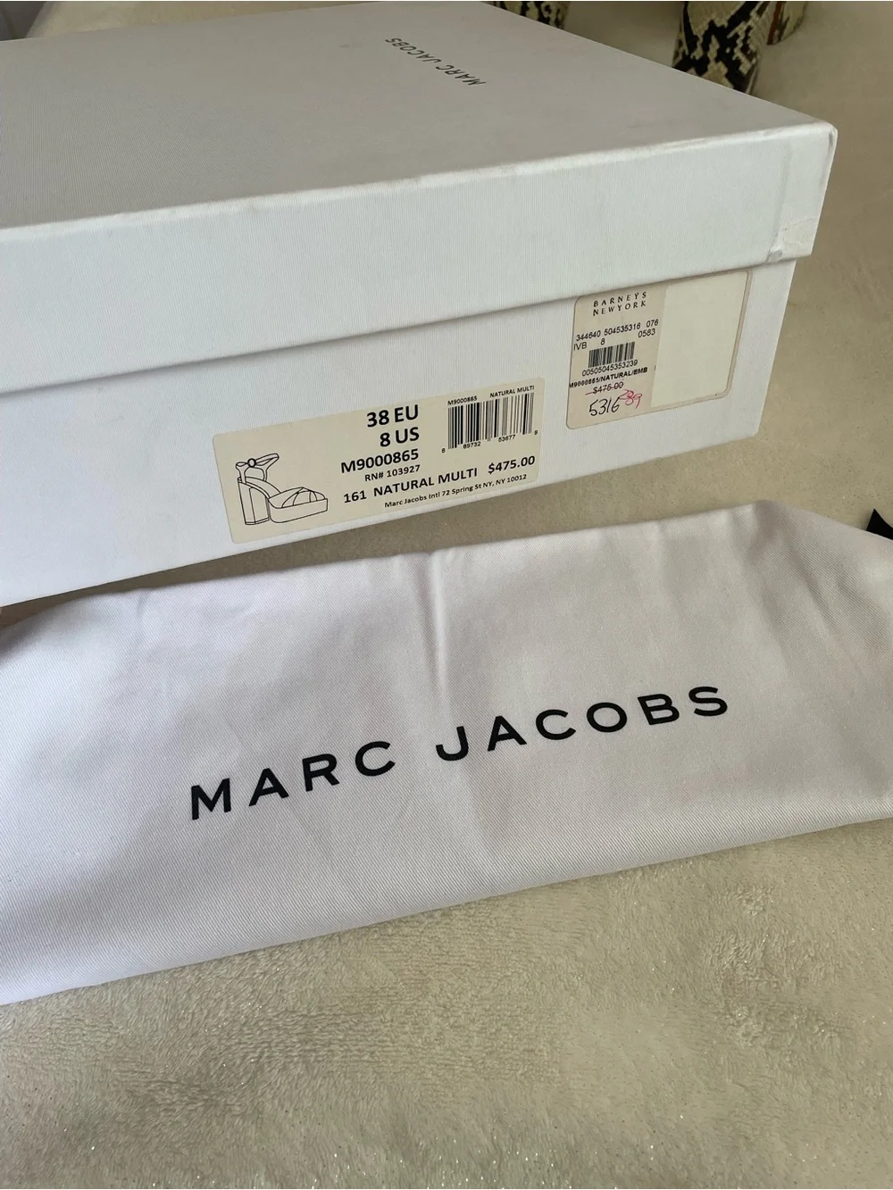 Marc Jacobs Genuine Leather Textured Snakeskin Platform 70s Style Heeled Sandals